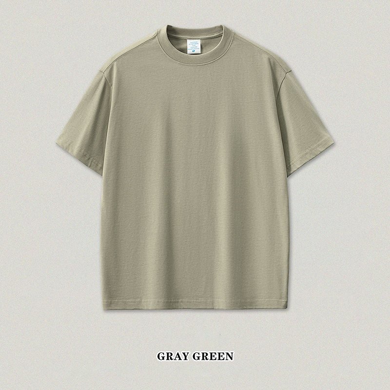 Evertop Custom Logo High Quality 305G heavyweight 100% cotton oversized shoulder drop short sleeved trendy men's t-shirt