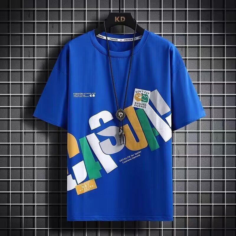 Short-sleeved T-shirt men's new thin summer fashion brand plankton Shuai design sense of personality fashion printed top