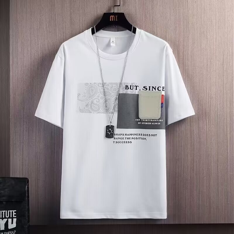 Short-sleeved T-shirt men's new thin summer fashion brand plankton Shuai design sense of personality fashion printed top