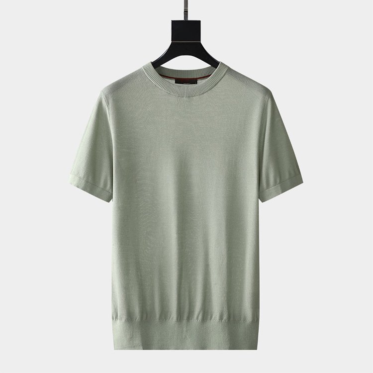 Men's T-shirts White Knitted Short-sleeved Crew Neck T-shirt For Men