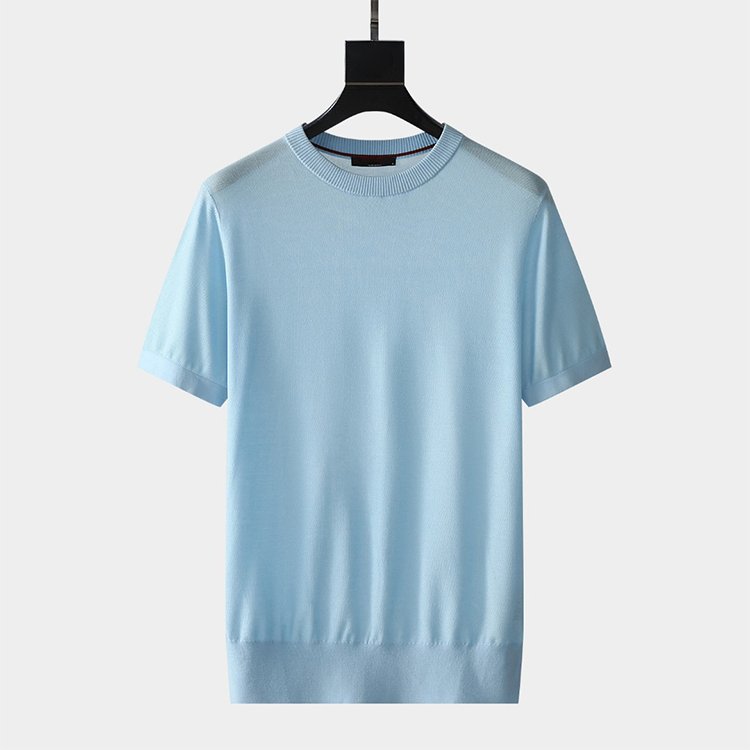 Men's T-shirts White Knitted Short-sleeved Crew Neck T-shirt For Men