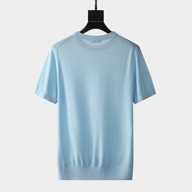 Men's T-shirts White Knitted Short-sleeved Crew Neck T-shirt For Men