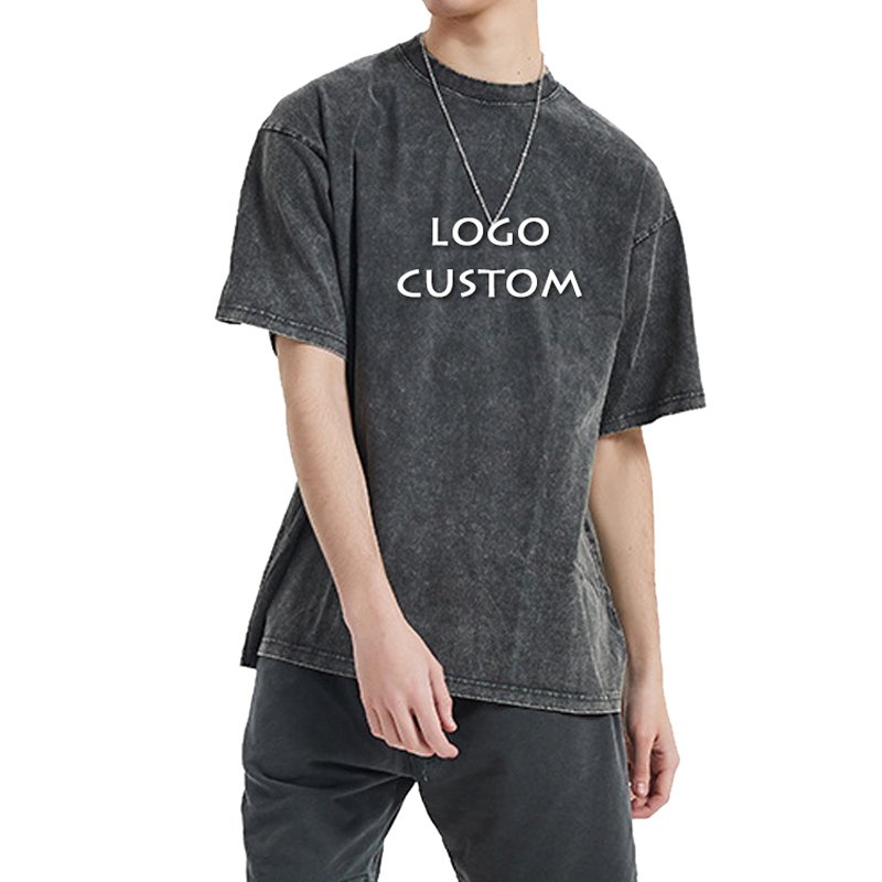 High Quality Vintage Short Sleeved Loose Men's T Shirt Street Hip Hop Fried Snowflake Batik Washed Mens T Shirts