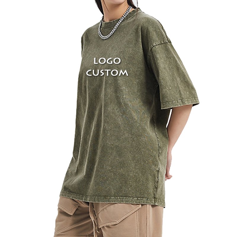 High Quality Vintage Short Sleeved Loose Men's T Shirt Street Hip Hop Fried Snowflake Batik Washed Mens T Shirts
