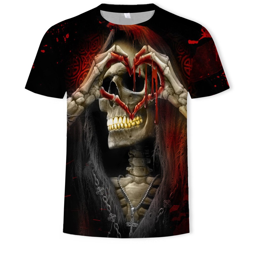 High Quality Customized Death&Skull 3d Sublimation T-Shirt,Men's T-shirt Printing Wholesale Clothing Custom T Shirt Printing