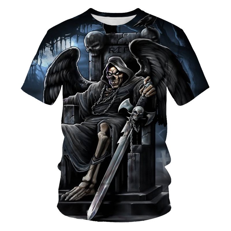 High Quality Customized Death&Skull 3d Sublimation T-Shirt,Men's T-shirt Printing Wholesale Clothing Custom T Shirt Printing