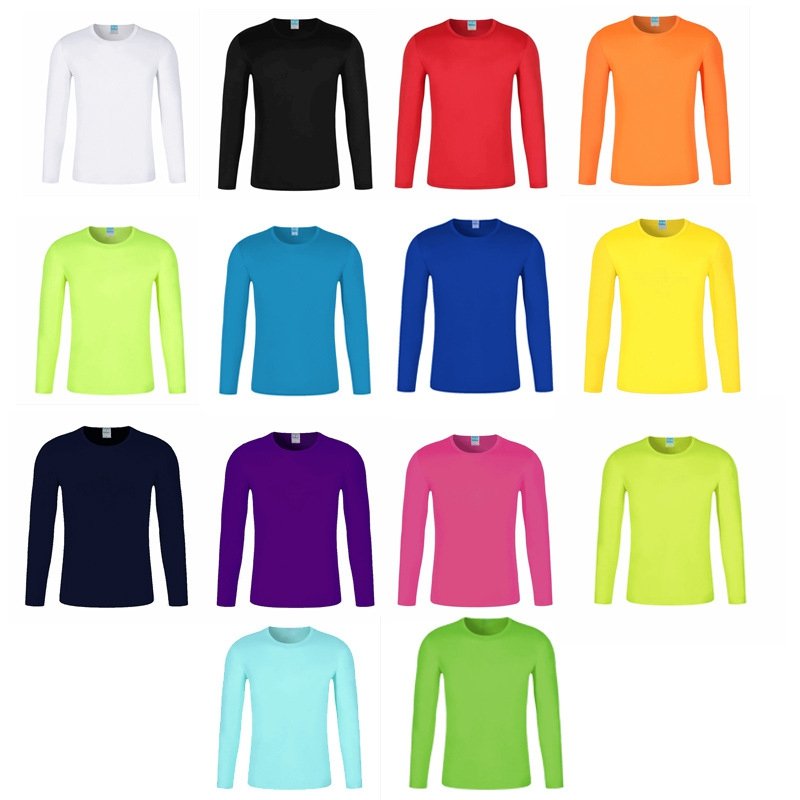 Wholesale cheap quick dry 100%polyester crew neck long sleeve t shirts men's O-neck t shirts custom logo