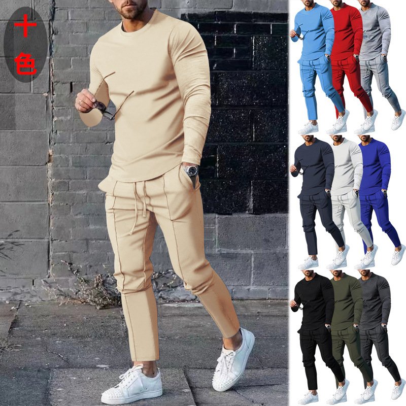 2024 Casual men's suit Loose short sleeve men T spring/summer shorts Solid color men's wear