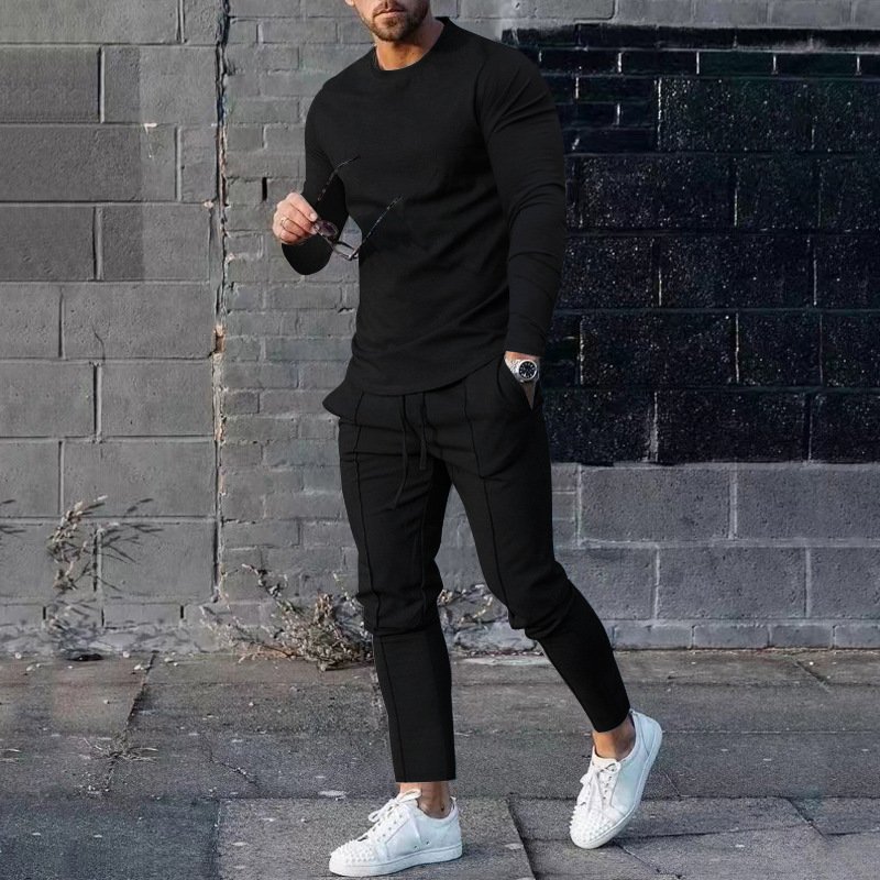 2024 Casual men's suit Loose short sleeve men T spring/summer shorts Solid color men's wear