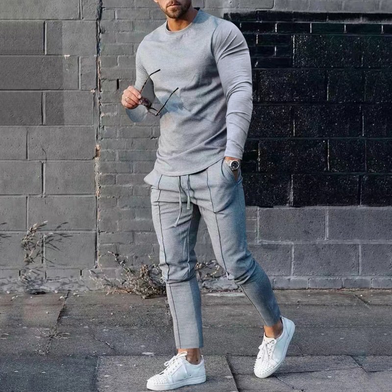 2024 Casual men's suit Loose short sleeve men T spring/summer shorts Solid color men's wear
