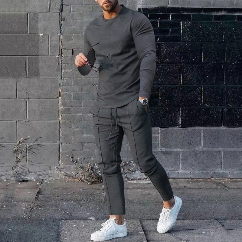 2024 Casual men's suit Loose short sleeve men T spring/summer shorts Solid color men's wear