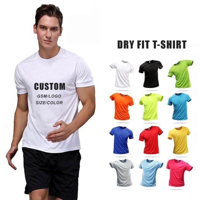 Wholesale quick-drying women's short-sleeved custom logo printing work clothes sports round neck men's T-shirt