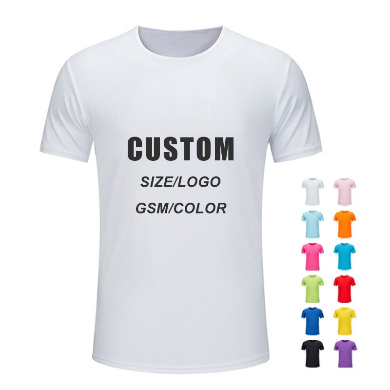 Wholesale quick-drying women's short-sleeved custom logo printing work clothes sports round neck men's T-shirt