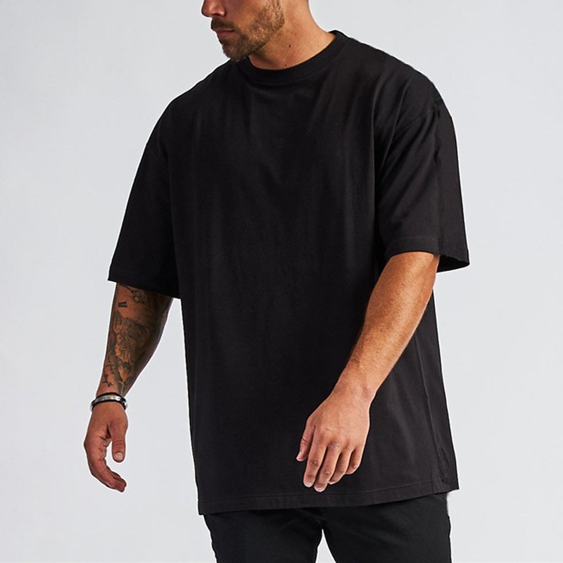 High Quality Men's Plus Size T-shirts Plain Blank Loose Tshirts Custom Print 100% Cotton tshirts supplier