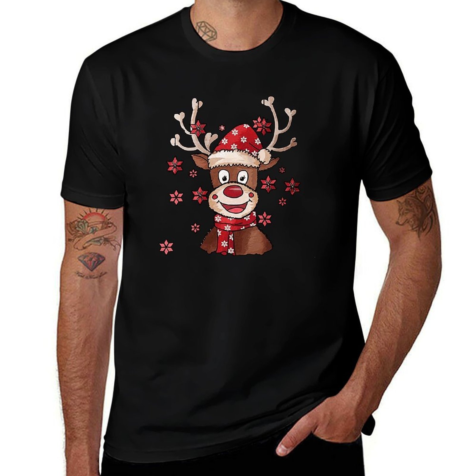 Christmas Theme Custom Men's T-Shirt Printing Service Fashion Patterns Artwork and Logo Available