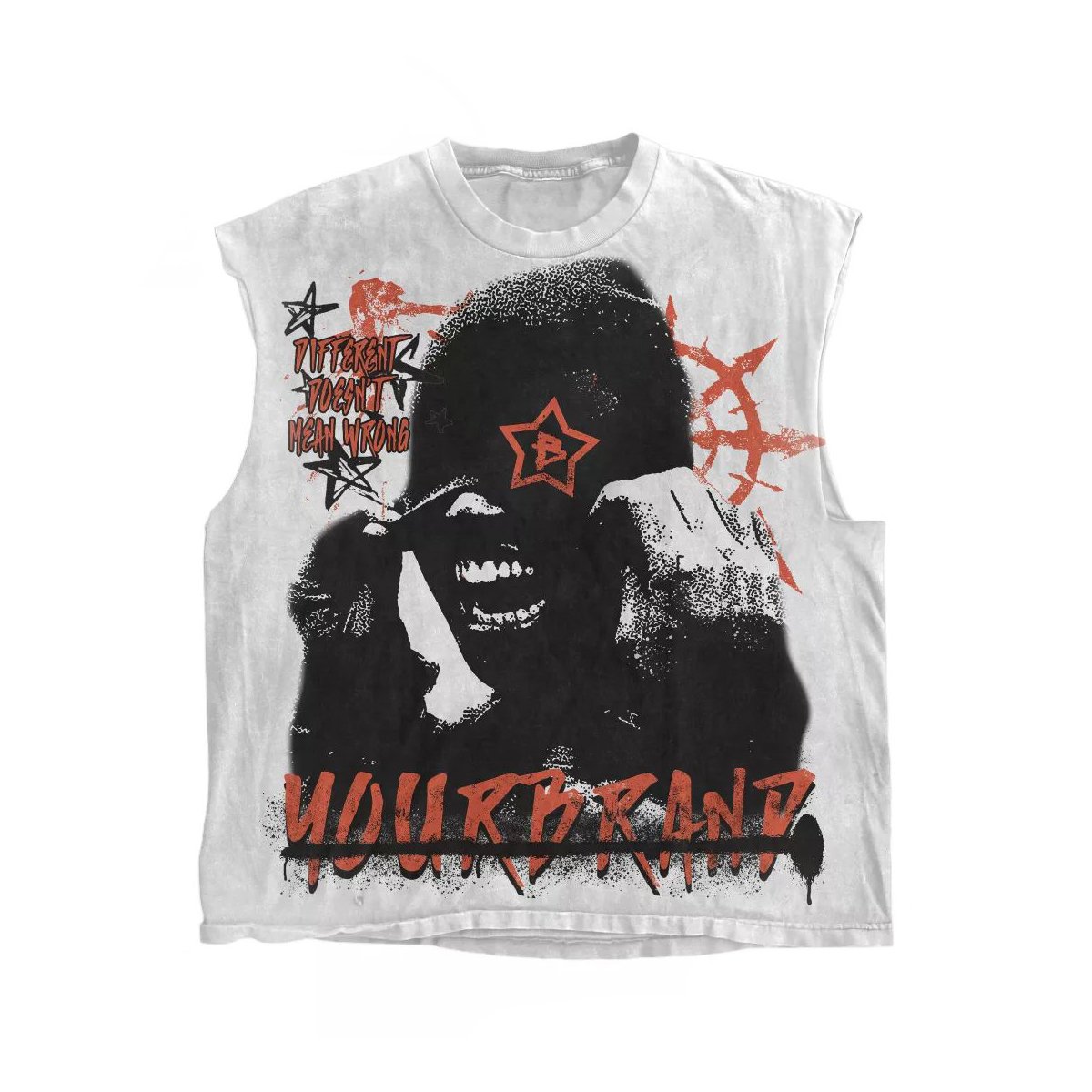 Custom Screen Print Rhinestones Streetwear Vintage Oversize Cotton Men's Tank Tops Boxy Fit Sleeveless T-shirt