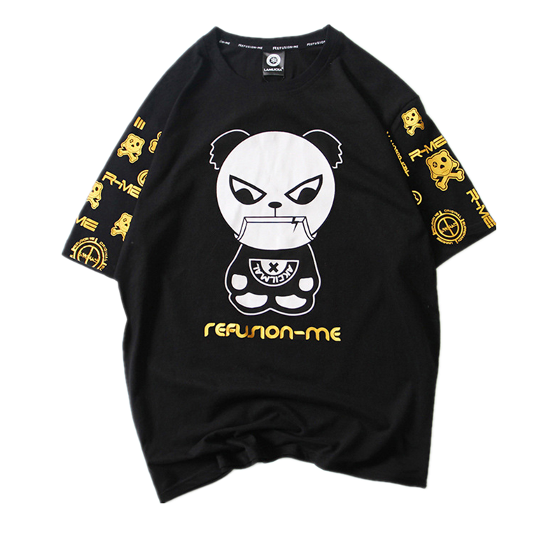 Factory wholesale men's casual T-shirt printing cartoon bear pattern T-shirt