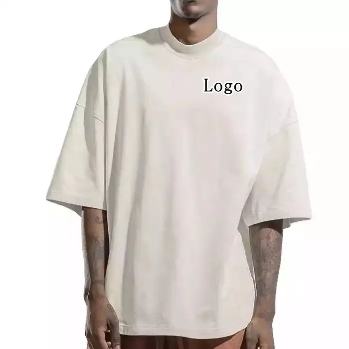 100% cotton men's t shirt heavyweight luxury oversized drop shoulder custom logo desgin boxy blank streetwear t-shirt for men