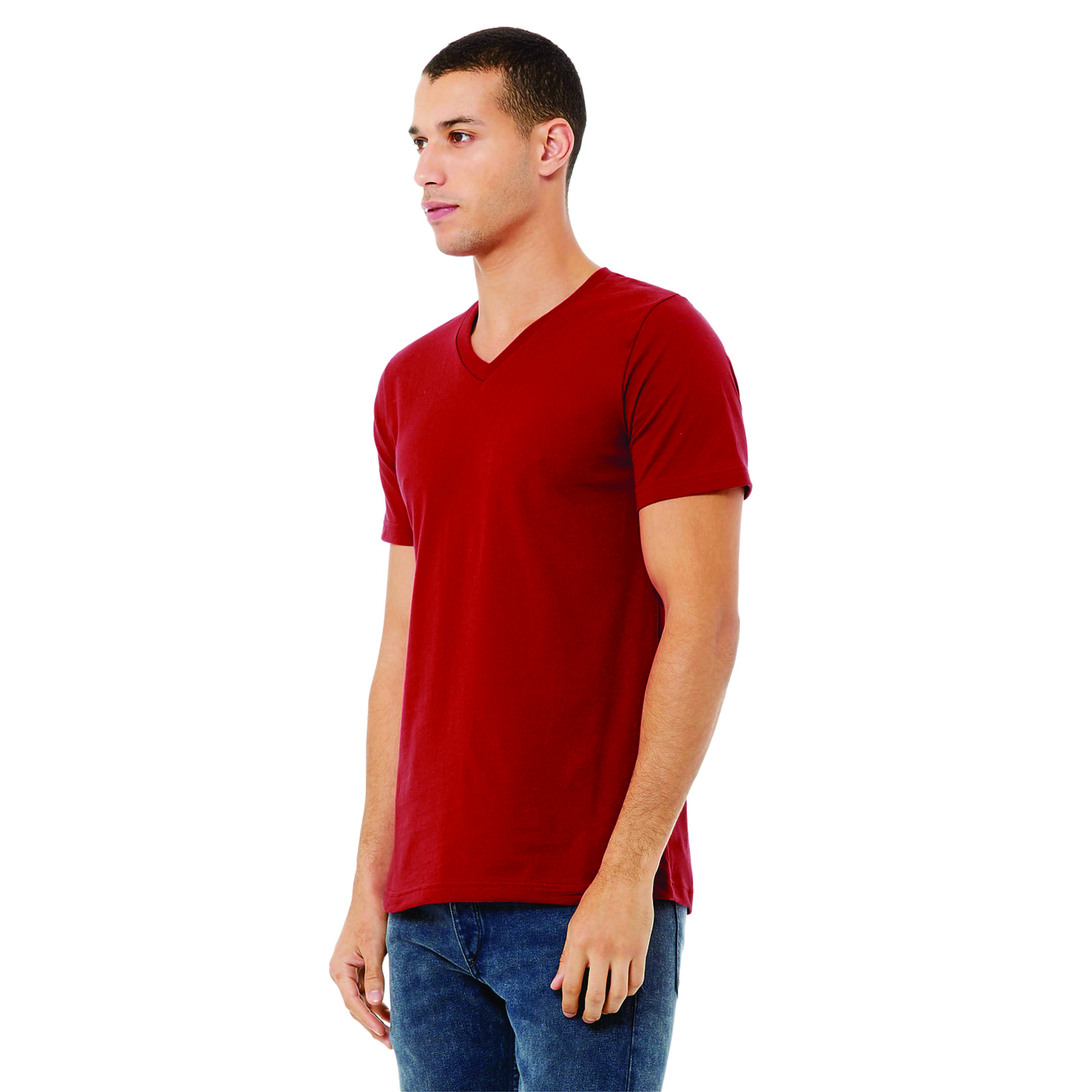 Unisex V-Neck Jersey T-Shirt - Canvas Red, 100% Airlume Cotton, 4.2 oz