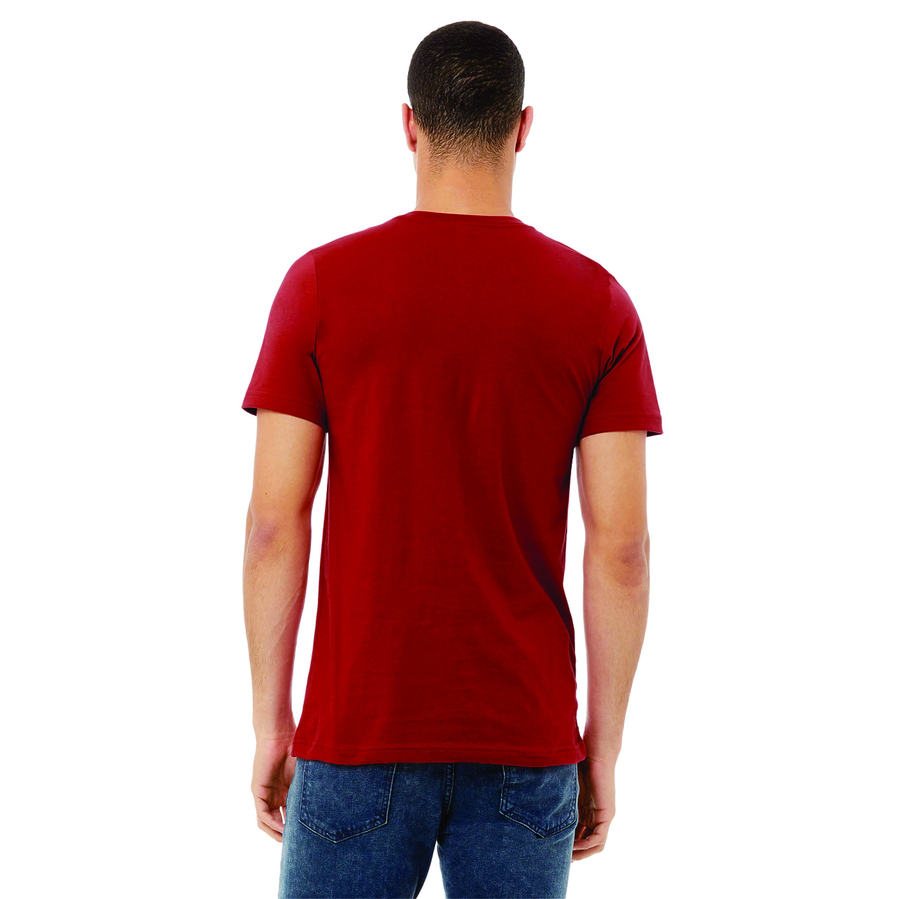 Unisex V-Neck Jersey T-Shirt - Canvas Red, 100% Airlume Cotton, 4.2 oz