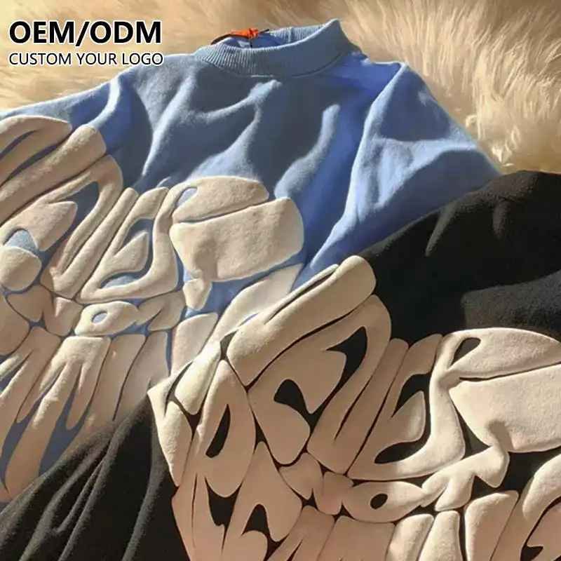 Wholesale Custom Logo 3D Puff Print plain graphic oversized t shirt Foam Screen Printing men's t-shirts Puff Printing T-shirts