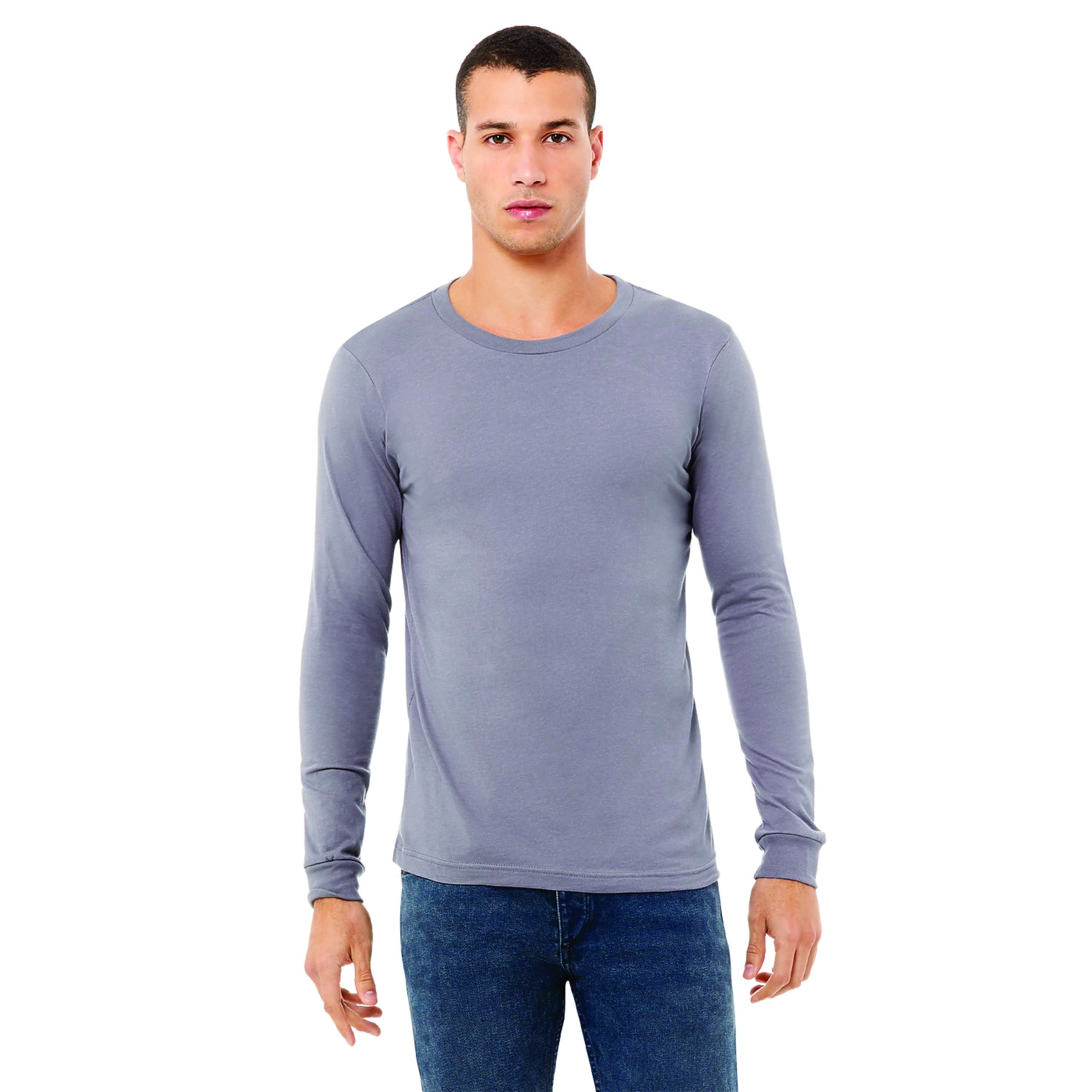 Stormy Comfort: 100% Airlume Combed Cotton Long Sleeve Crew Neck T-Shirt - Classic Style, Ultimate Softness in Storm Gray