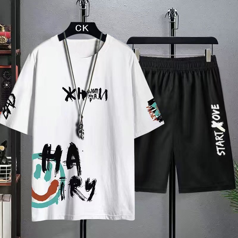 Summer 3D Printed Men's T-Shirt Suit O-Neck Short Sleeve Two Piece Set Printed T Shirt Shorts Two Piece