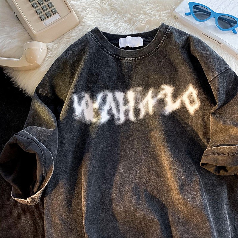 Custom Logo Streetwear Oversized Heavy Cotton Men's t-Shirts Graphic High Quality Print Heavyweight Acid Wash Vintage t Shirt