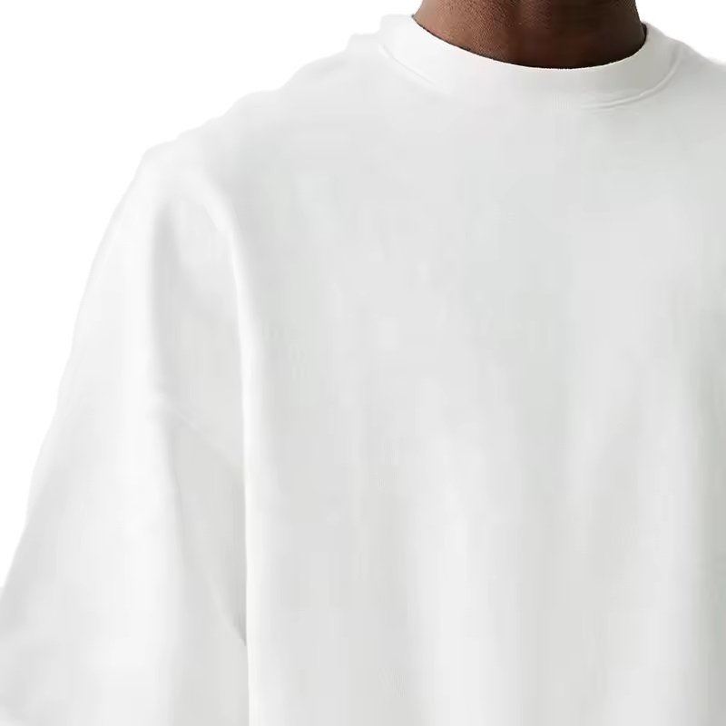 HLD24030MT Men's Half Sleeves 100% Cotton Boxy T-shirt Heavyweight 300gsm Cropped White Drop Shoulder T Shirt