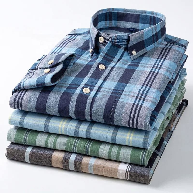 Men's Loose Fit Heavyweight Flannel Long Sleeve Plaid Shirt