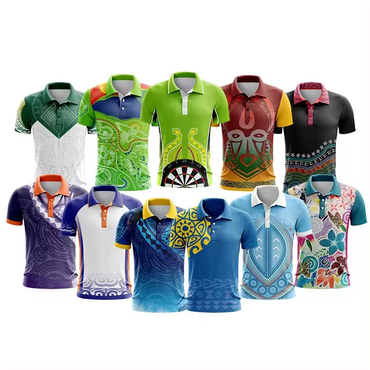 Wholesale Customized 100% Polyester Aborigines Polo Shirts Quick Dry Breathable Sublimated Plus Size Men's T-Shirts