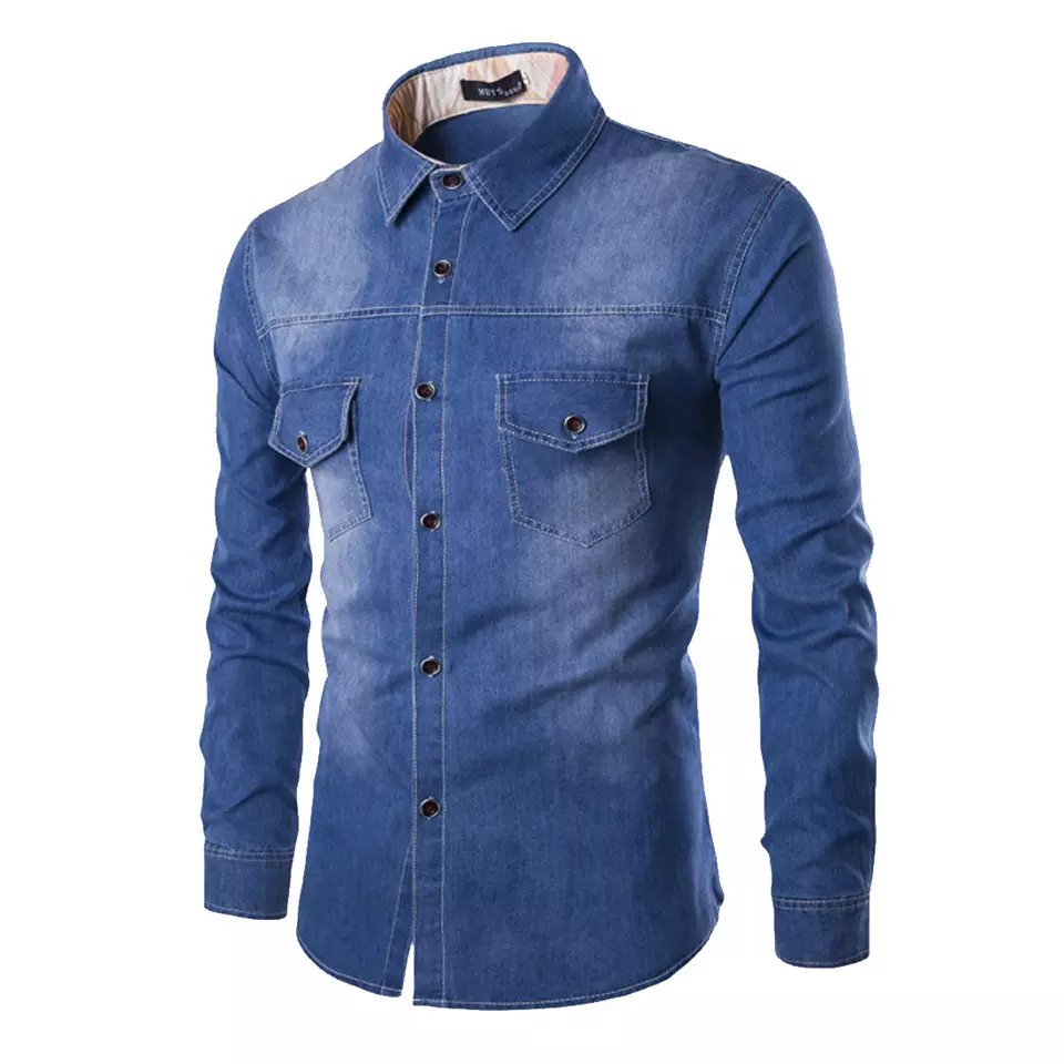 Best Quality Long Sleeve Cotton Denim Jeans flannel Shirts Casual Men Shirt for men Top selling Products With Customized Logo