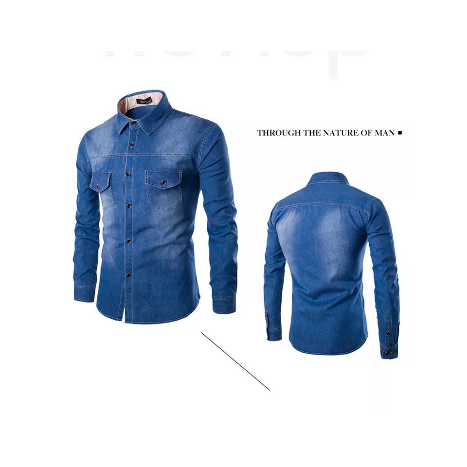 Best Quality Long Sleeve Cotton Denim Jeans flannel Shirts Casual Men Shirt for men Top selling Products With Customized Logo