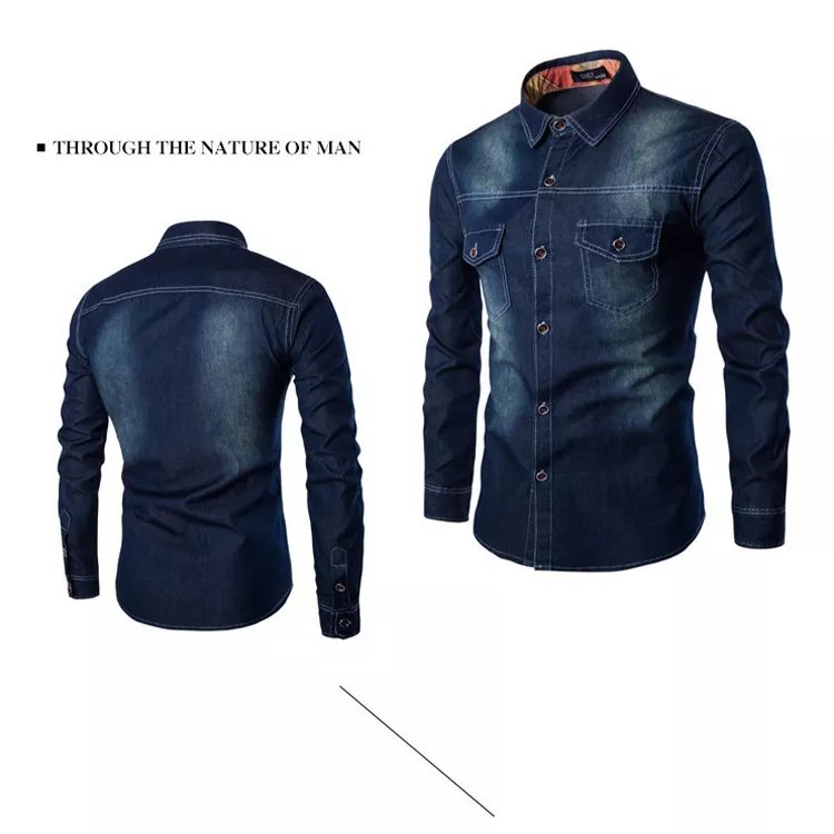 Best Quality Long Sleeve Cotton Denim Jeans flannel Shirts Casual Men Shirt for men Top selling Products With Customized Logo
