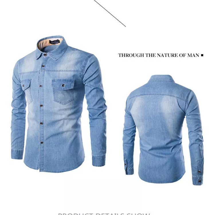 Best Quality Long Sleeve Cotton Denim Jeans flannel Shirts Casual Men Shirt for men Top selling Products With Customized Logo