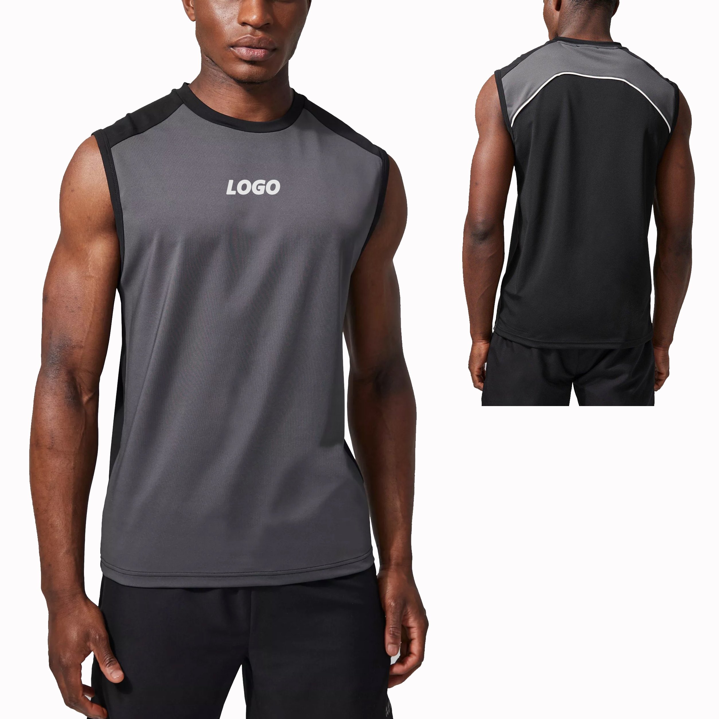 Decheng Men's Tank Tops Sleeveless T-shirt Custom Logo Quick Dry 100% Polyester Vest Shirts Gym Tank Top Men