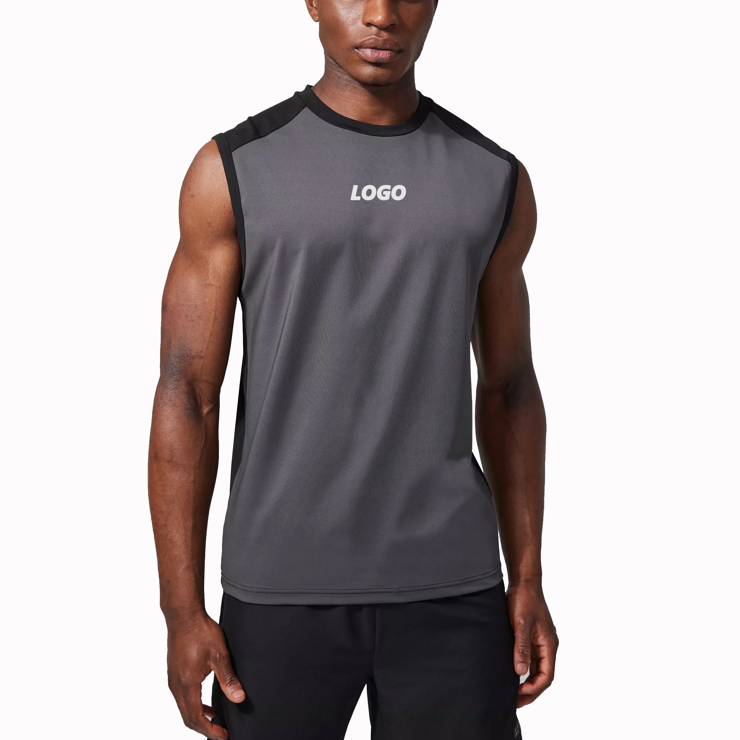 Decheng Men's Tank Tops Sleeveless T-shirt Custom Logo Quick Dry 100% Polyester Vest Shirts Gym Tank Top Men