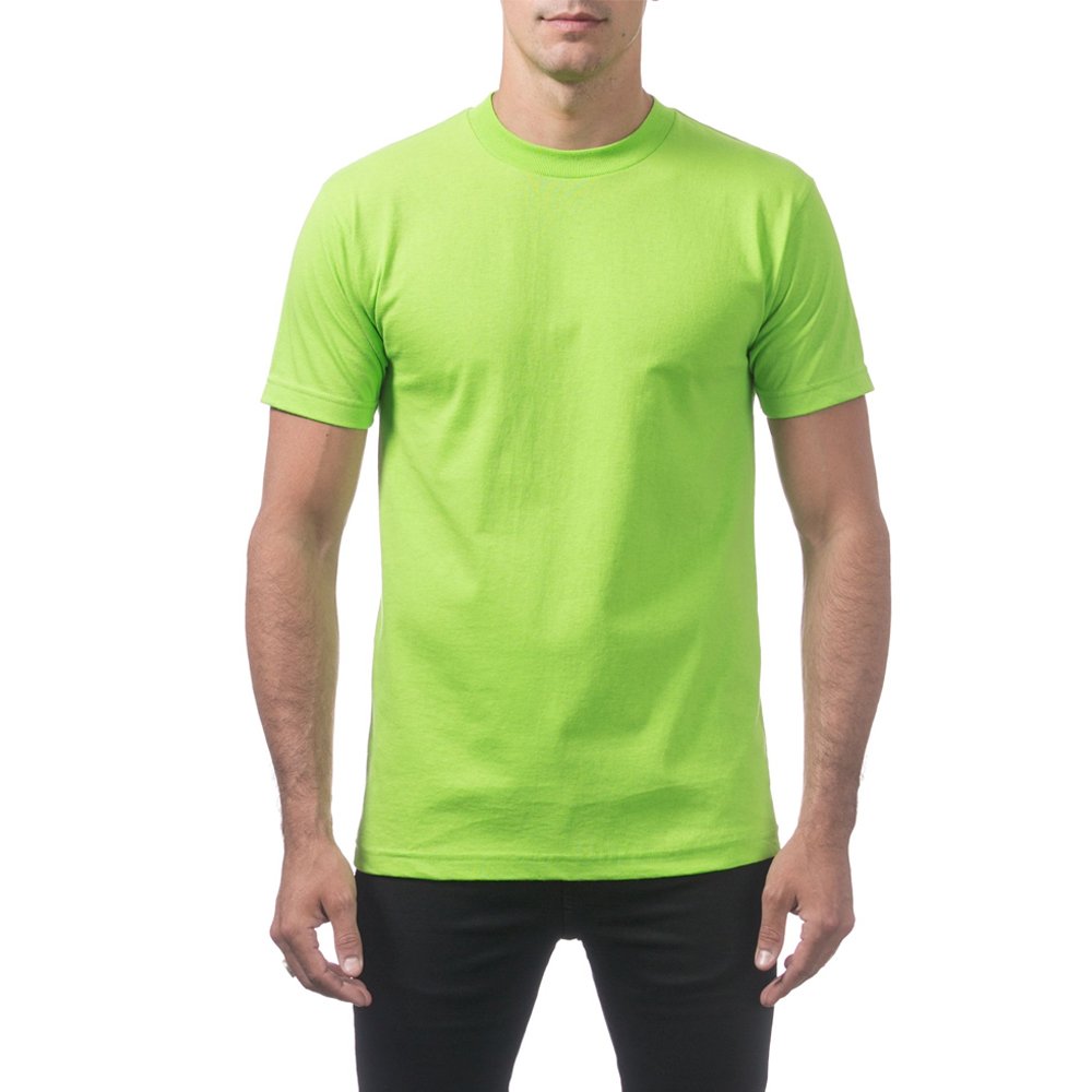 Mens Cotton Jersey Crew T-Shirt Basic T-Shirt Neon Color Athletic Wicking T Shirt Adult High Visibility T Shirt Neon - Green