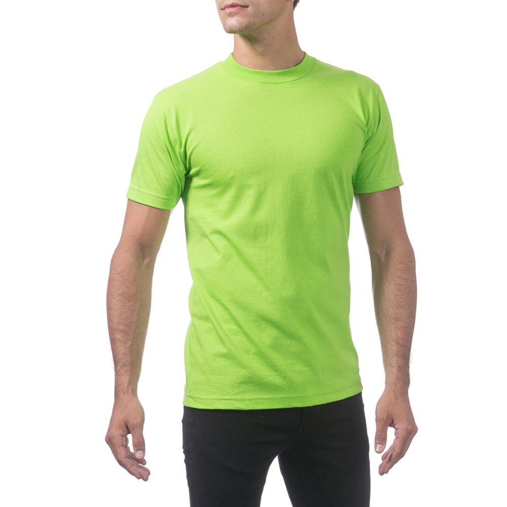 Mens Cotton Jersey Crew T-Shirt Basic T-Shirt Neon Color Athletic Wicking T Shirt Adult High Visibility T Shirt Neon - Green