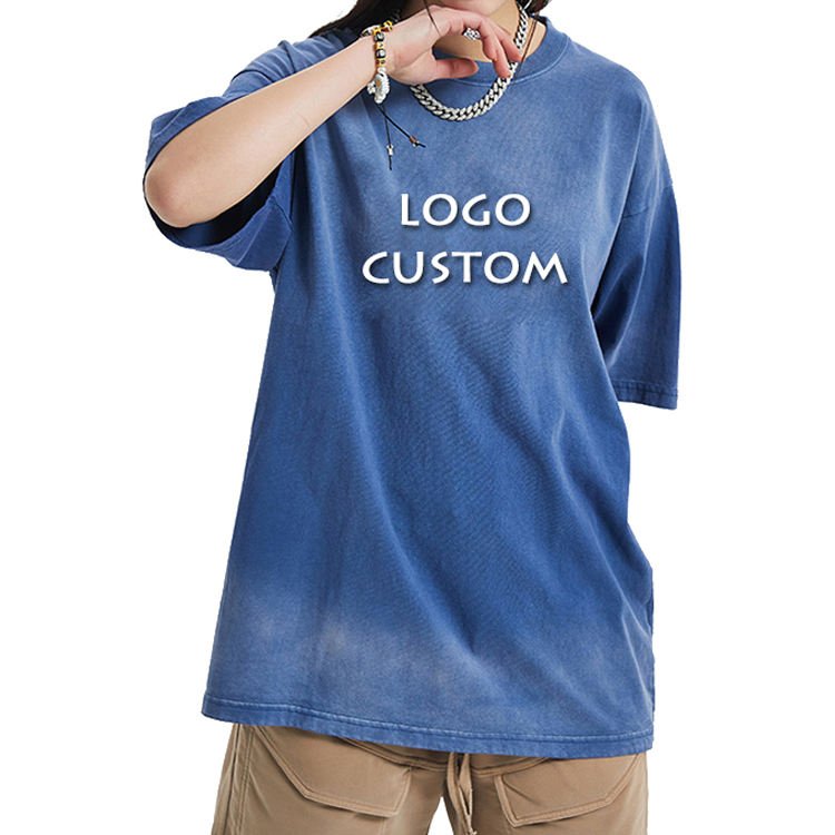 Custom Logo Casual Vintage Washed Mens T Shirt Customized Cotton Heavyweight Round Neck Men's T Shirts