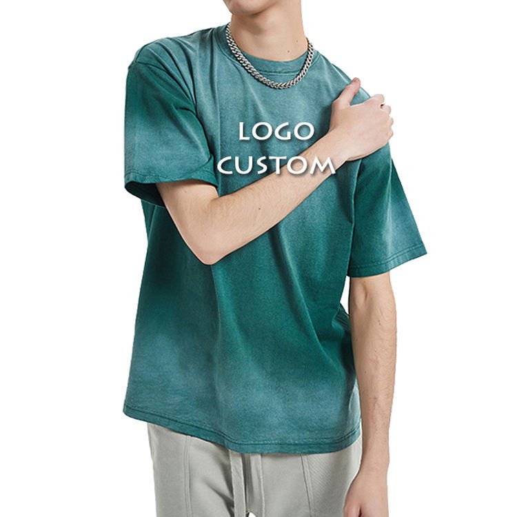 Custom Logo Casual Vintage Washed Mens T Shirt Customized Cotton Heavyweight Round Neck Men's T Shirts
