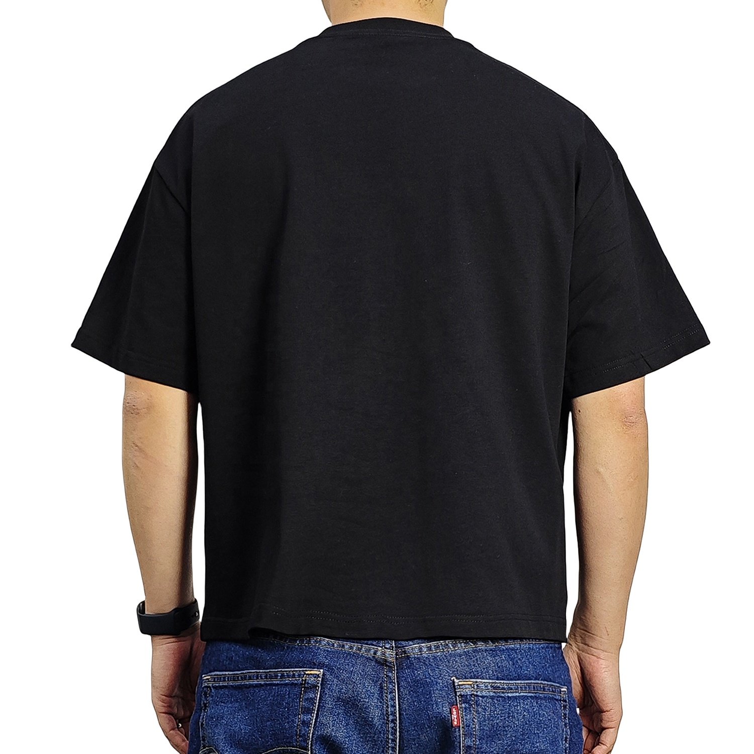 Custom Men's Blank Box Cut Tee T Shirt 240 300 Gsm Heavyweight Cotton TShirt Oversized Drop Shoulder Boxy Fit Crop T-shirt Men
