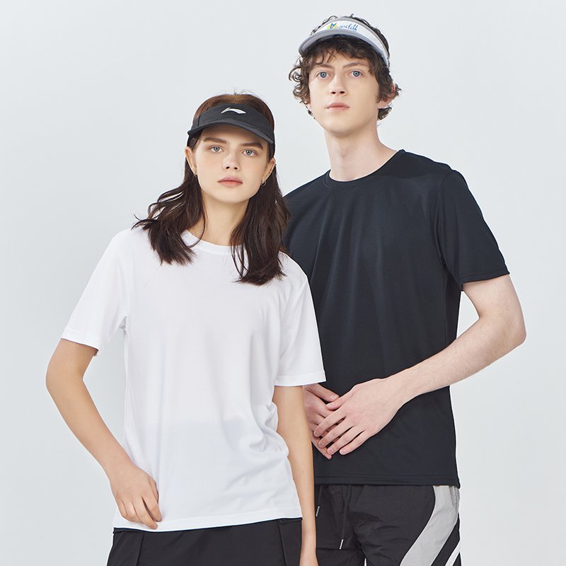 Men's Casual Solid Short Sleeve Quick Dry Polyester T-Shirt High Elasticity Blank Design Collar Custom Logo Unisex Men T shirts
