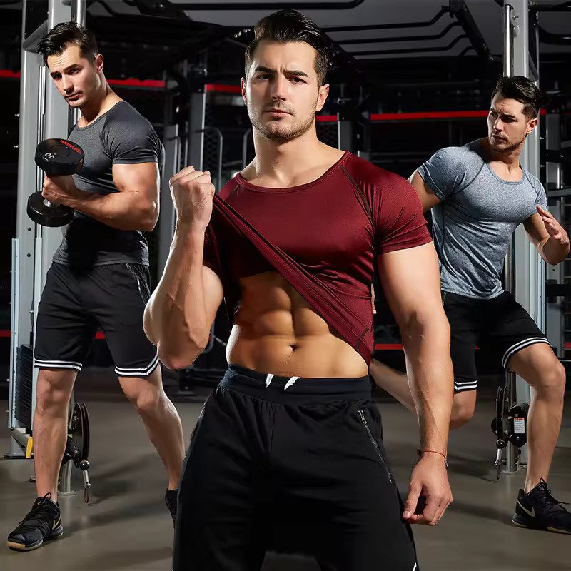 Men's Customized Summer Plain T-Shirts Gym Wear Sports O-Neck with Pure Color Logo Red Black Green Printing Blank T-Shirts
