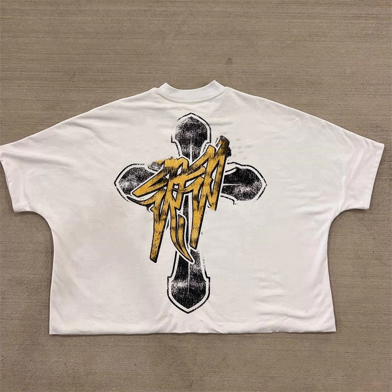 OEM Custom 300gsm 100% Cotton DTG Printing Oversized Heavyweight 100% Cotton T-Shirt With Custom Print Boxy Fit Crop Tee