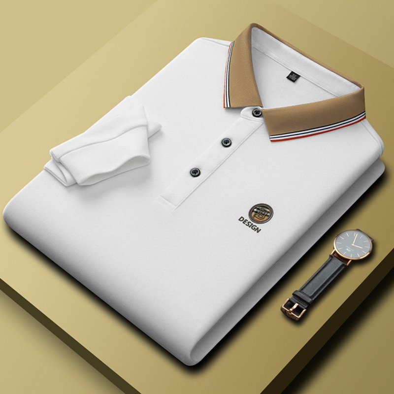TONGYANG Luxury Boutique Embroidery Long-sleeved T-shirt Men Autumn Casual Lapel Top New Fashion Brand POLO Shirt Men's Clothing