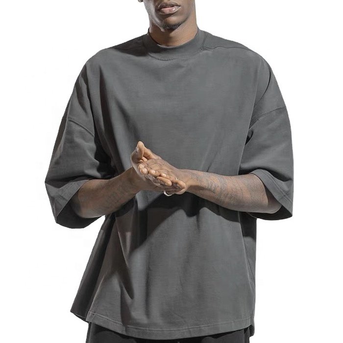 High Quality Custom Heavyweight T-shirt 100% cotton blank White Men's T-Shirts plain O- Neck oversized Drop Shoulder T-Shirts
