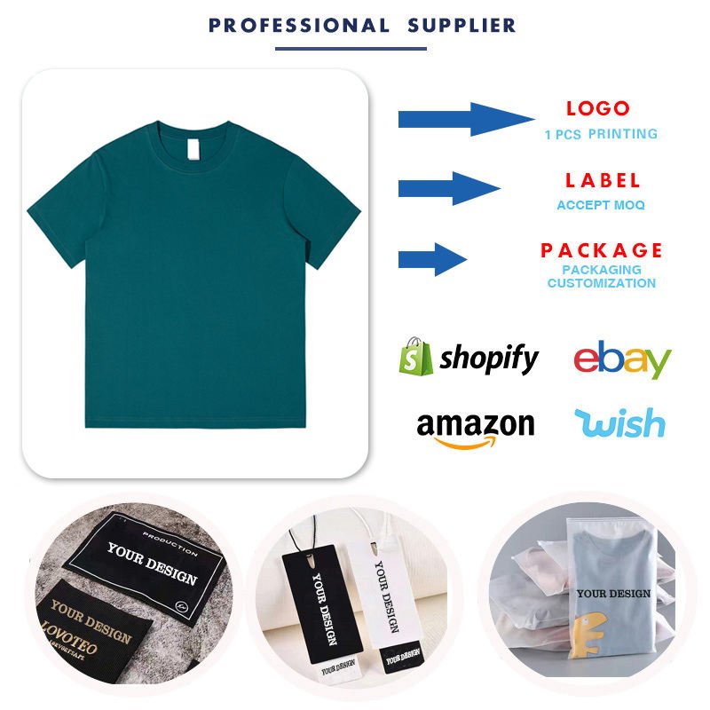 custom logo digital printing 305gsm 100 cotton summer hot sale blank clothes heavyweight plus size men's plain t shirt