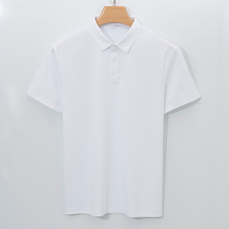 2025 New 120S Double-sided 170gsm Mercerized Cotton Polo Shirt Men's Short-sleeved Non-ironing Long-staple Cotton T-shirt