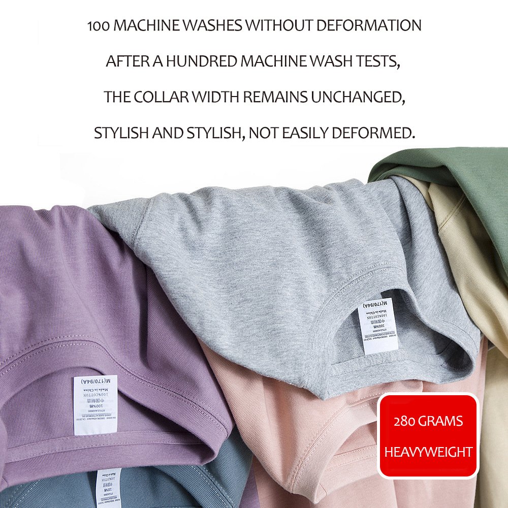 Wholesale Heavyweight 280Gsm Dropped Shoulder Cotton T-Shirt Short Sleeve Solid Color Oversized Blank Unisex T-Shirt